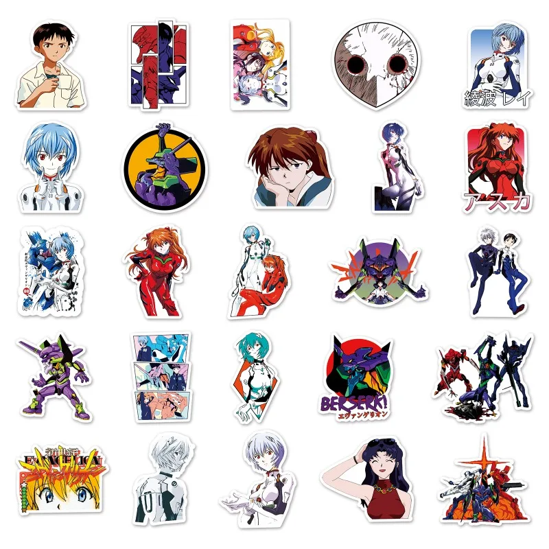 50pcs Neon Genesis Evangelion Graffiti Stickers Water Cup Luggage Desktop Stationery Skateboard Refrigerator Decorative Stickers