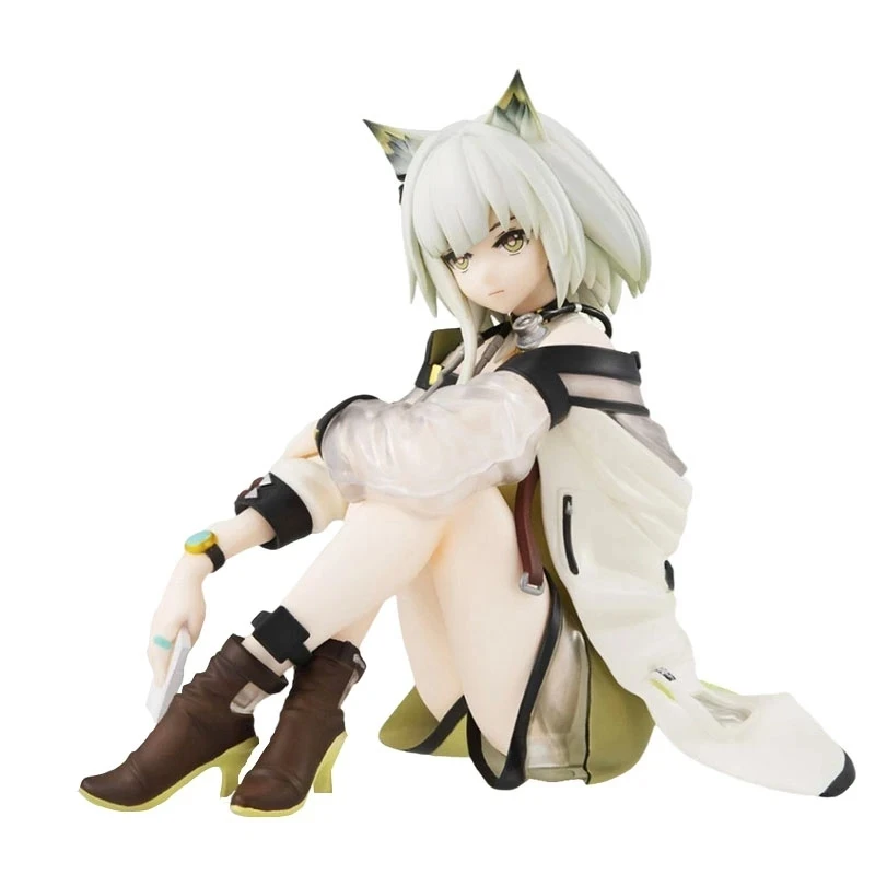 Anime Figuur Arridders Kal'tsit Schattige Kat Oor Zittend Meisje Pvc Instant Noodle Press Game Serie Anime Personage Collectie 10Cm