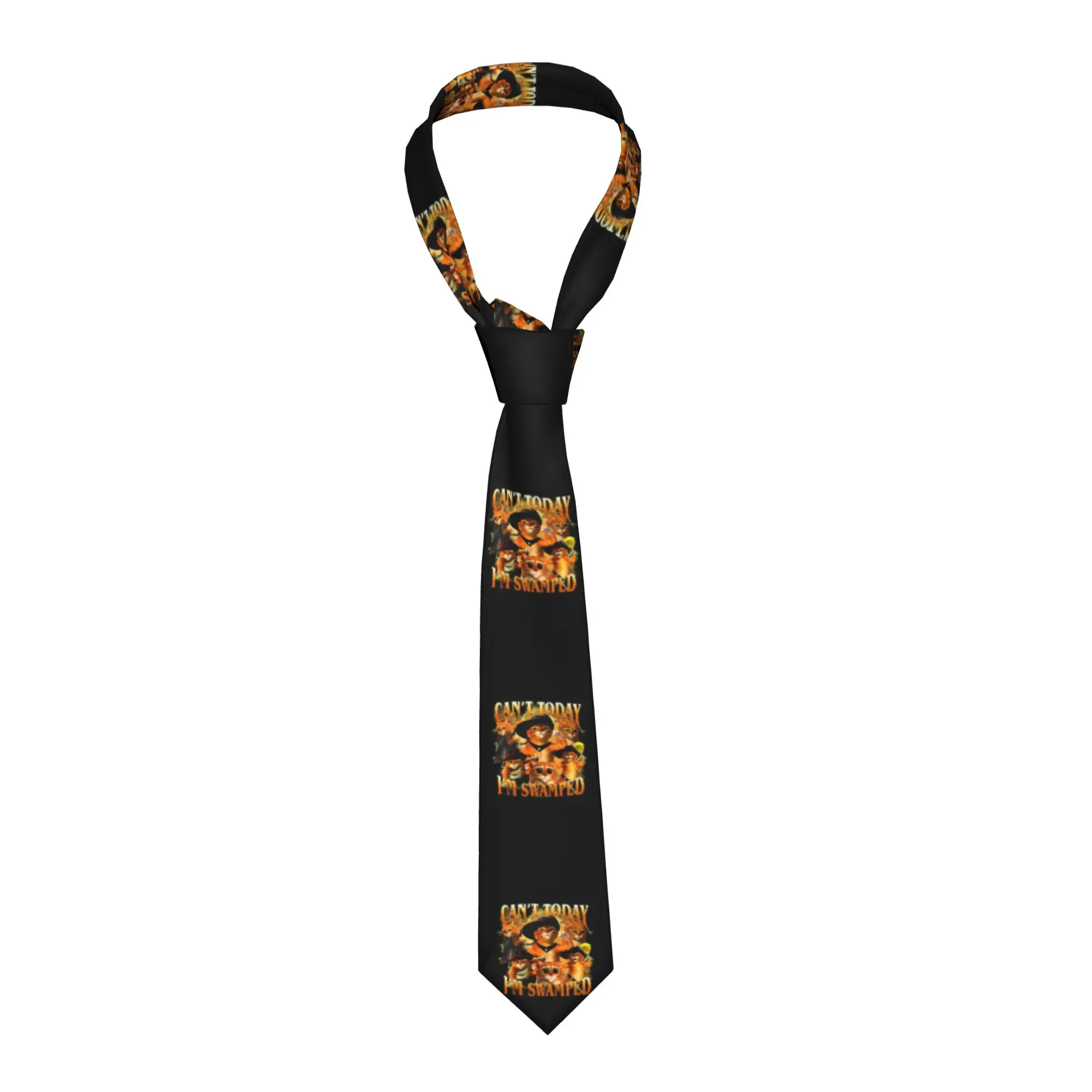 

Мужские шелковые галстуки с забавным принтом «Кот в сапогах» и Шреком, модные, для бизнеса, с надписью «Сегодня не могу, я загружен»