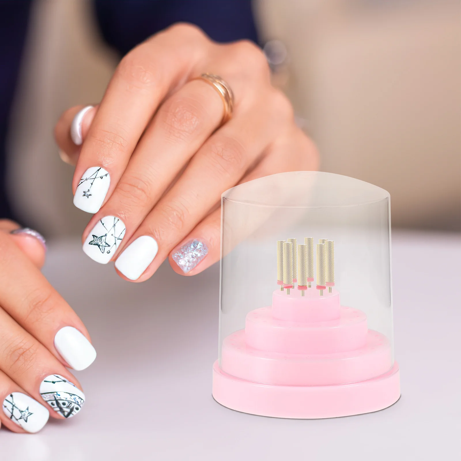 

Nail Drill Bits Storage Box Dustproof Plastic Compact Grinding Head Organizer Case Multi-Functional Nail Art Polishing