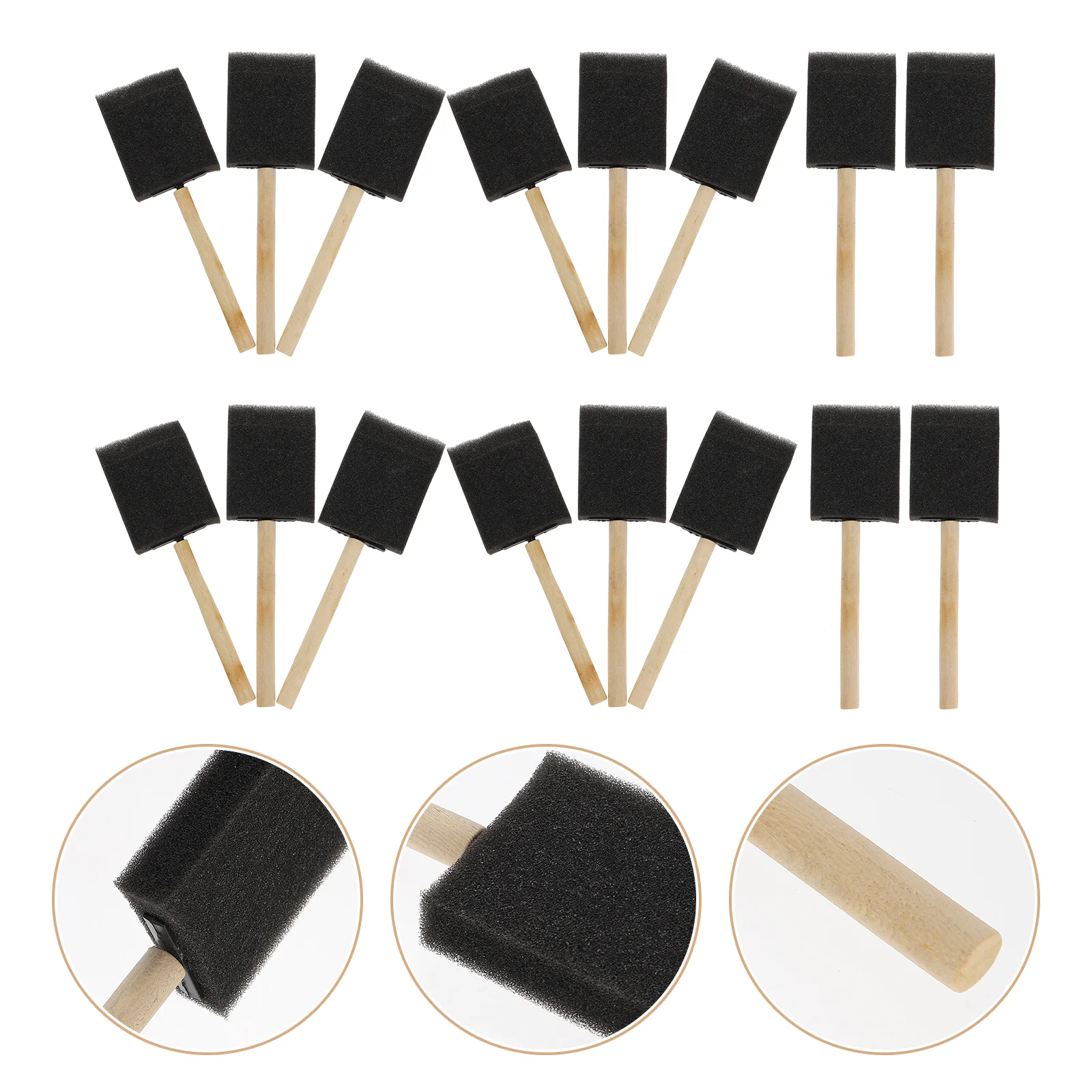 16 Pcs Sponge Brush Painting Stippler Kids Tools Graffiti DIY Brushes for Wooden Handle Round