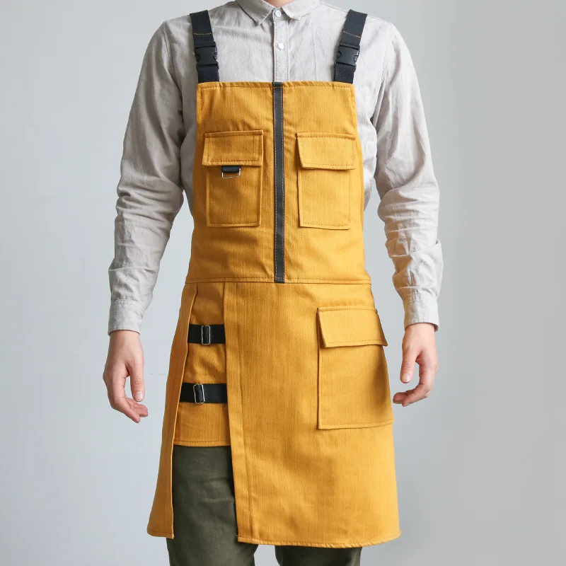 Cowboy apron work apron men's and women's milk tea shop hairstylist gardener restaurant waiter work uniform 1