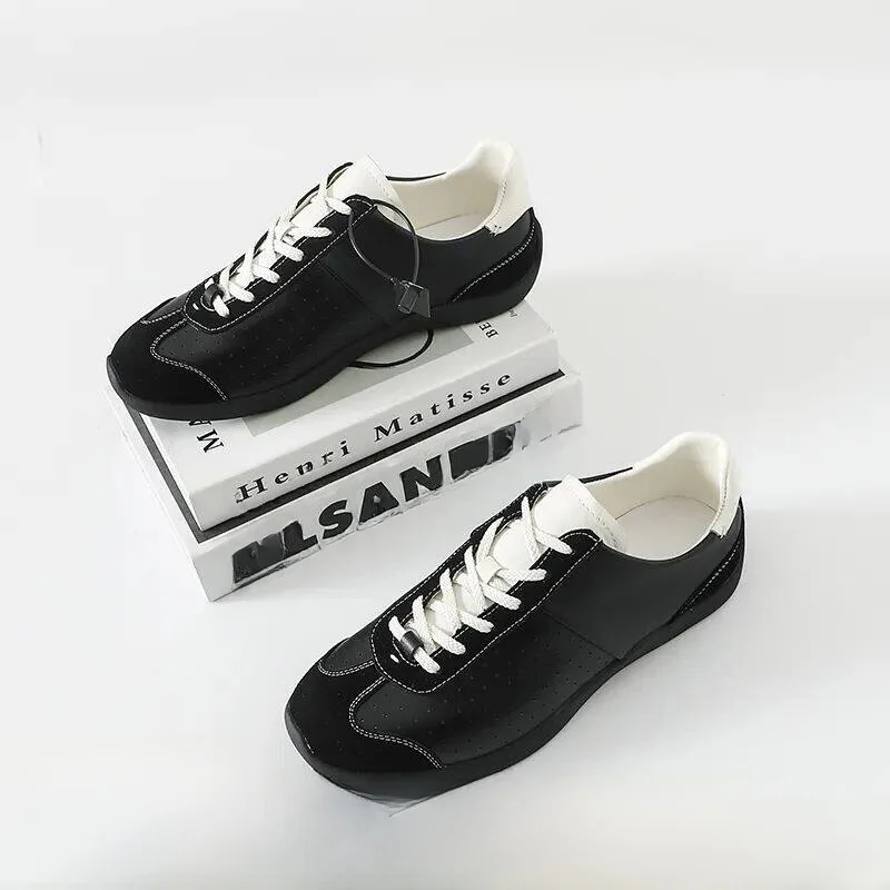 

Ballet Deoxynucleotide Series Men's Running Shoes Sporty Flat Bottom Rubber Sole Vintage Top Layer Cowhide Suede Splicing