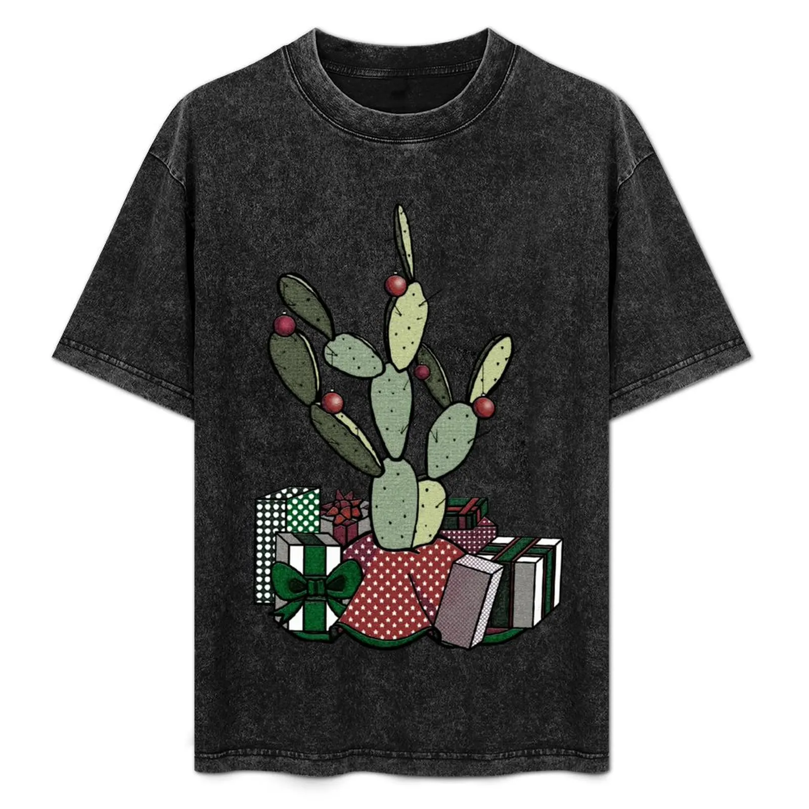 

The Christmas Cactus Tree T-Shirt Basic Solid Tee for Daily Use