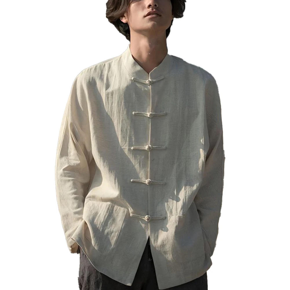 

Shirt Men's Blouse Vacation Autumn Black\\Apricot\\White\\Navy Casual Comfortable Holiday Long Sleeve Solid Color