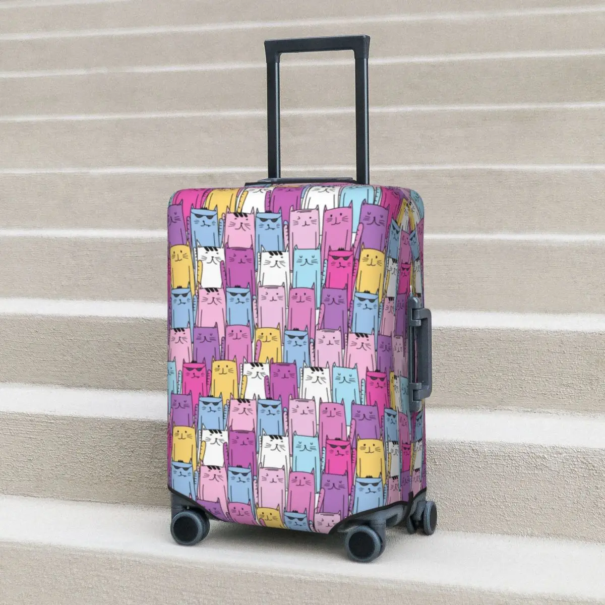 

Cat Pattern Suitcase Cover Animals Cute Cartoon Travel Vacation Useful Luggage Accesories Protection