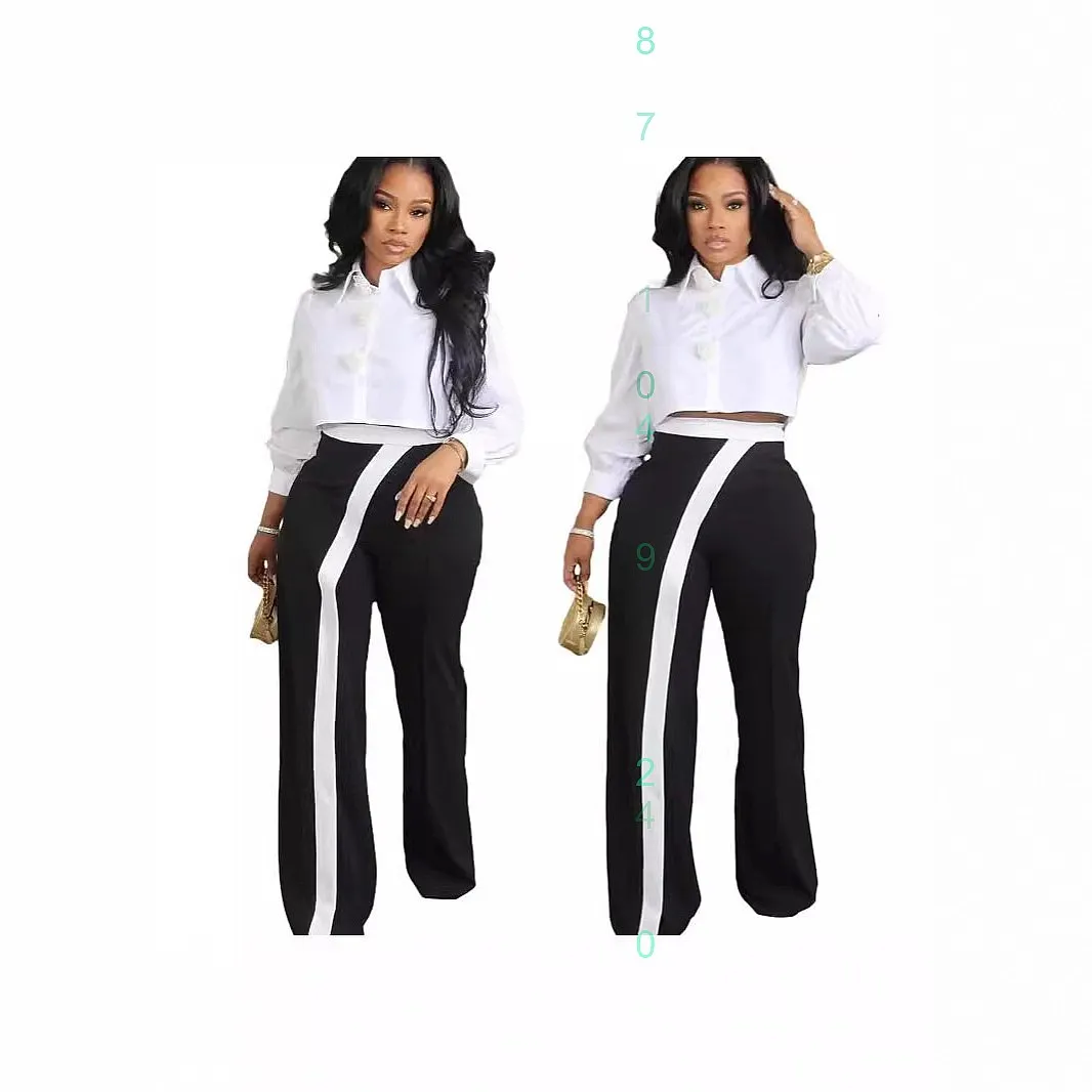 Trendy Solid Color Casual Pants for Women Spring Summer, Loose Fit Trousers with Stitching Detail, Everyday Bottoms