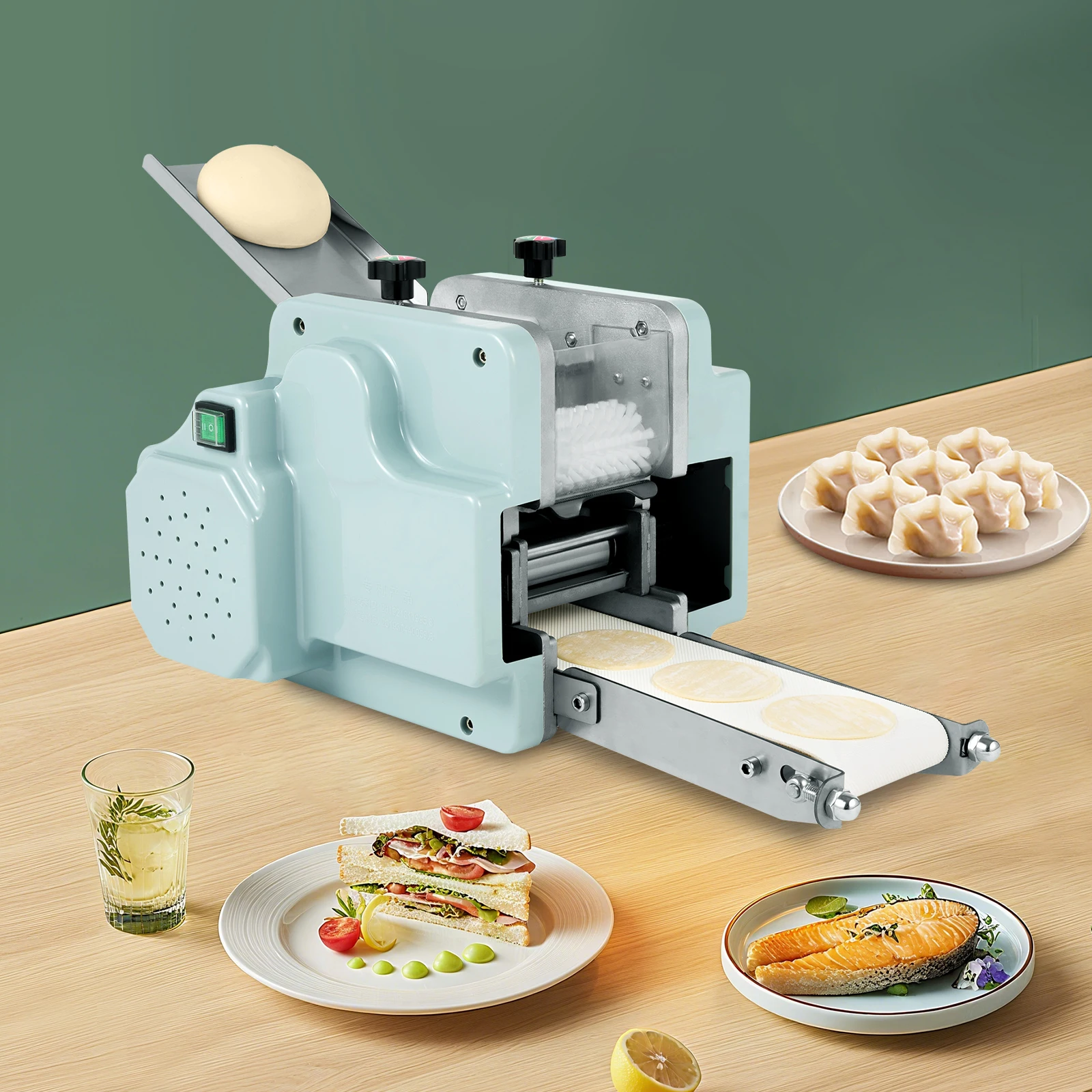 

110V Electric Dumpling Skin Maker, Commercial Automatic Dumpling Maker Machine with 8cm Round Mold Pasta Maker Machine