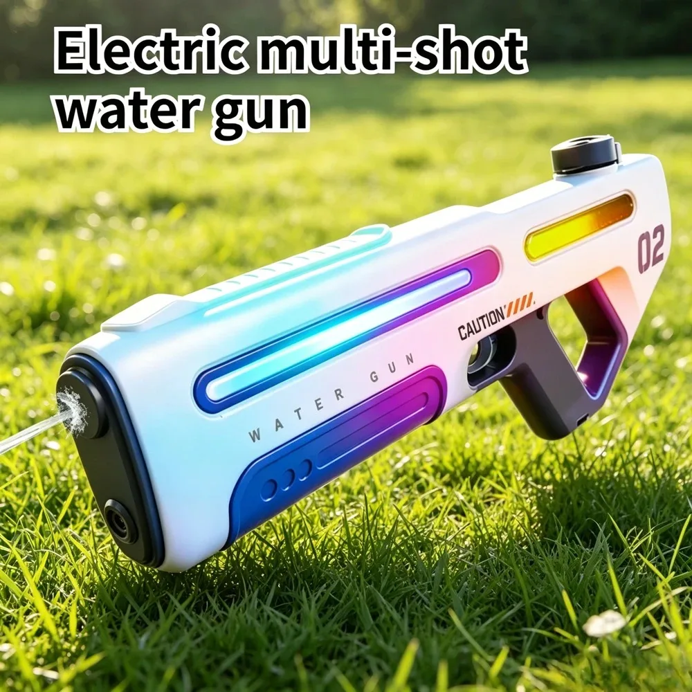 

Electric Water Gun with Color Changing Light High Pressure Long Shooting Range Automatic Water Absorption Outdoor Water Play Toy