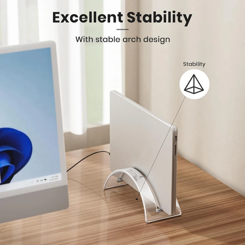 Acrylic Vertical Laptop Stand For Desk,Acrylic Invisible Desktop Notebook Dock,Vertical Laptop Holder Organizer