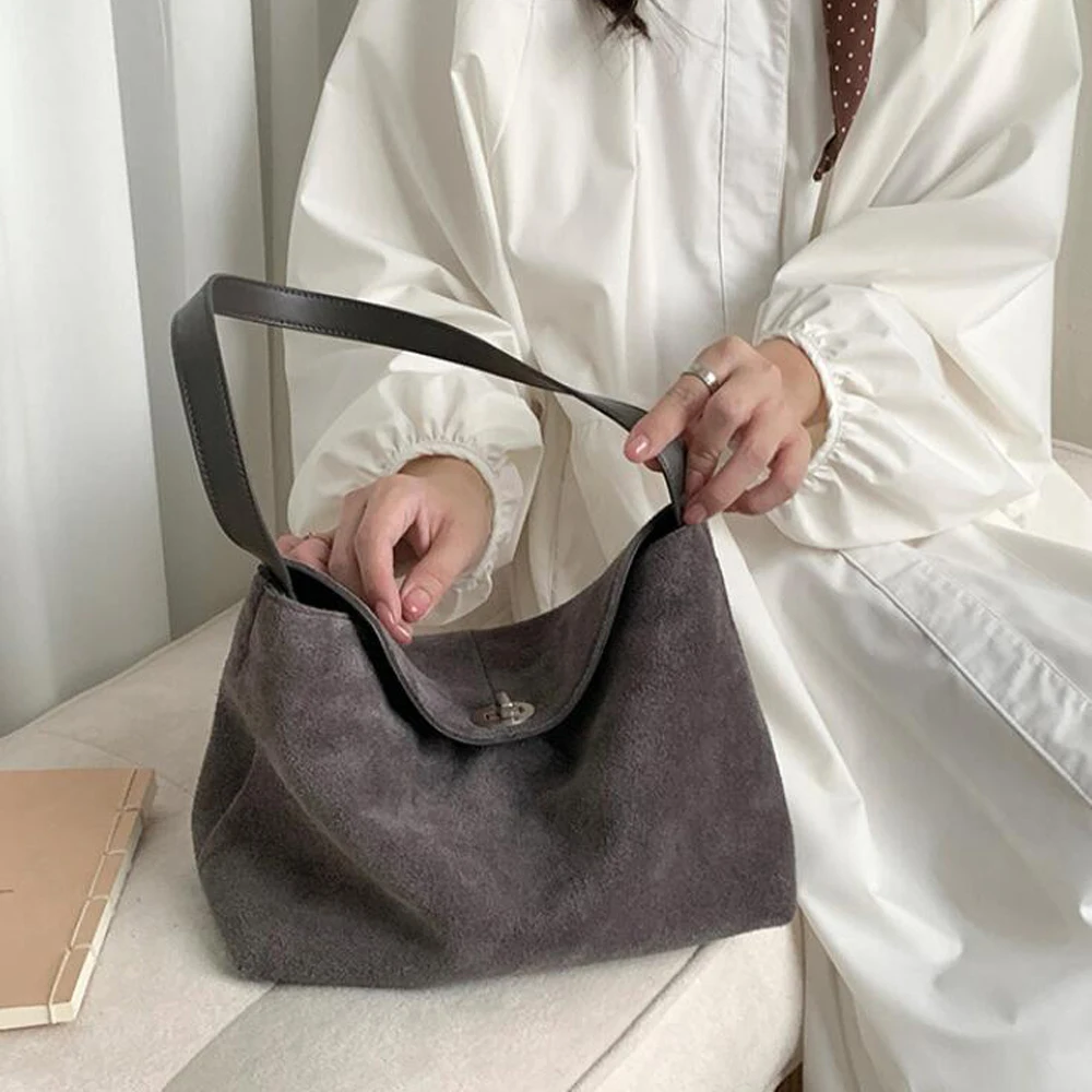 

Simple Design Winter Boston Tote Dual-purpose Use Soft Matte Suede Cow Leather Women's Handbag Crossbody Shoulder Bag