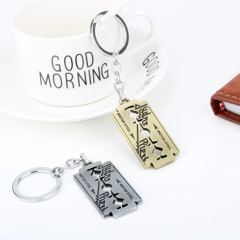 British Rock Band Necklace Judas Priest Blade Trendy Men's Shaver Razor Pendant Judas Saints Keychain Jewelry Accessories Gift