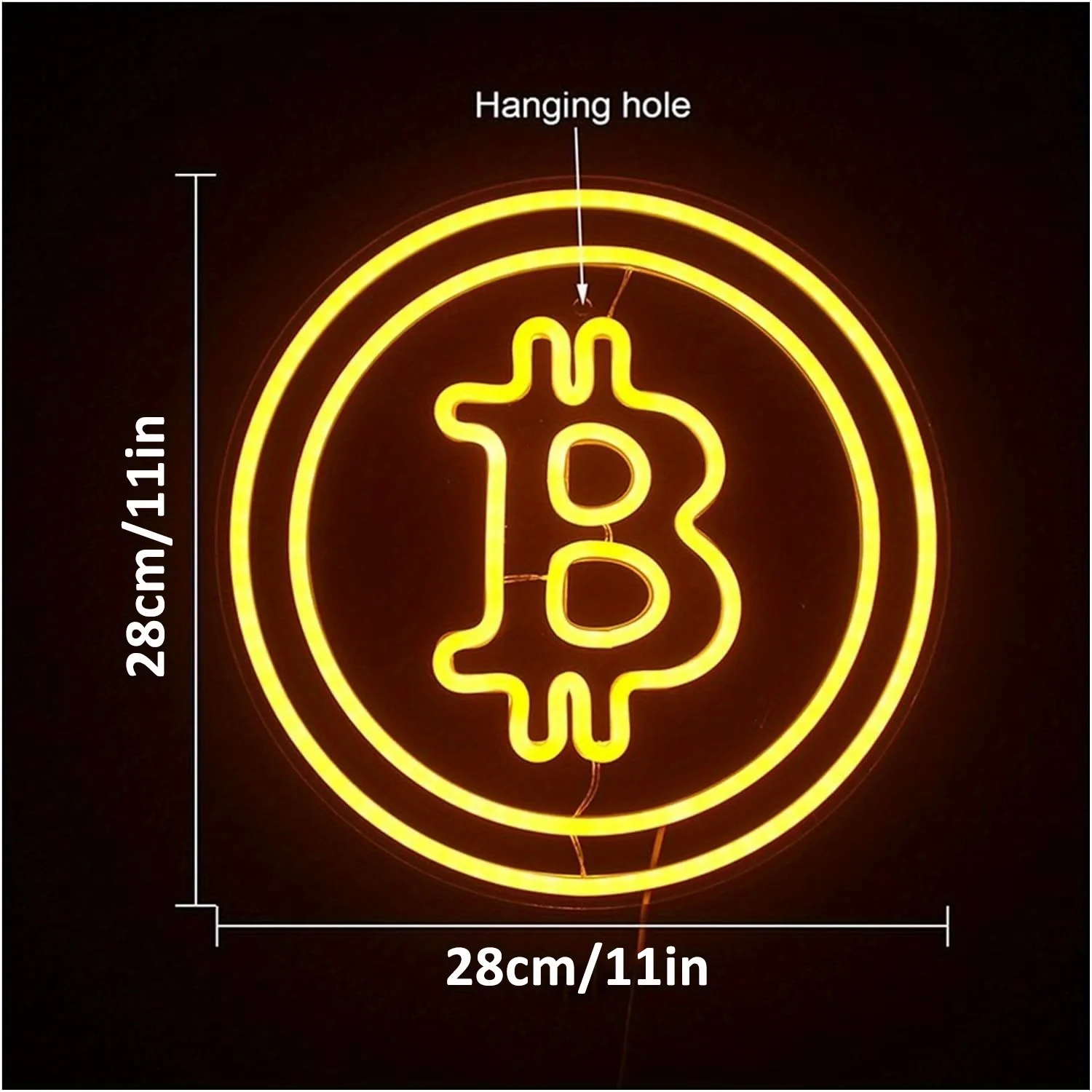 Bitcoin-Shaped Neon Signs, Bitcoin-Themed Neon Signs, Yellow LED Lights for Bedrooms, Homes, Offices, and Bars