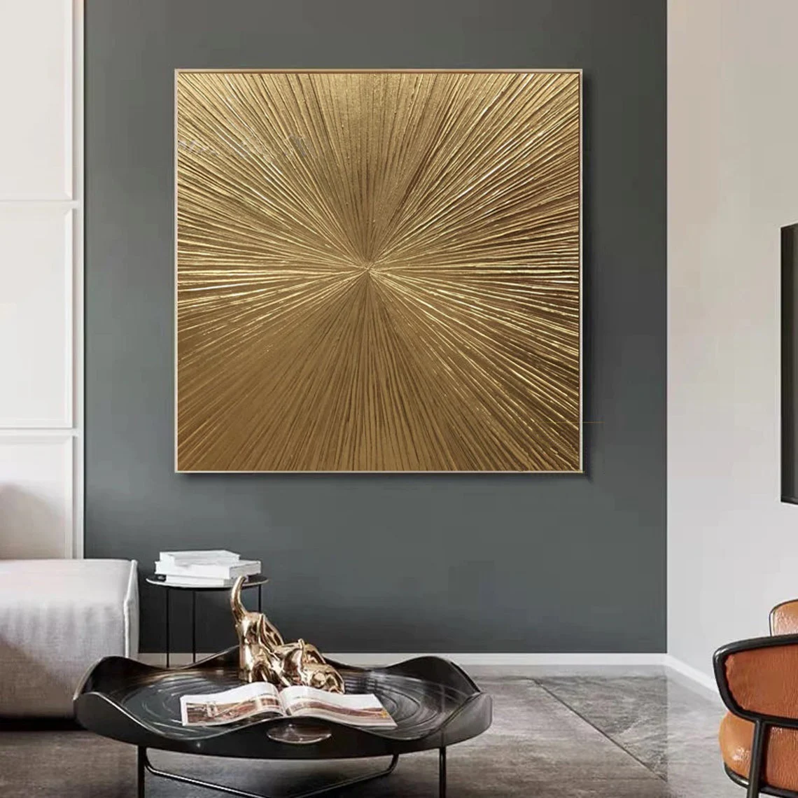 

Gold Leaf Painting Canvas Art Large Wall Art Gold Wall Decor Texture Wall Art Over The Home Bed Decor Original Abstract Painting