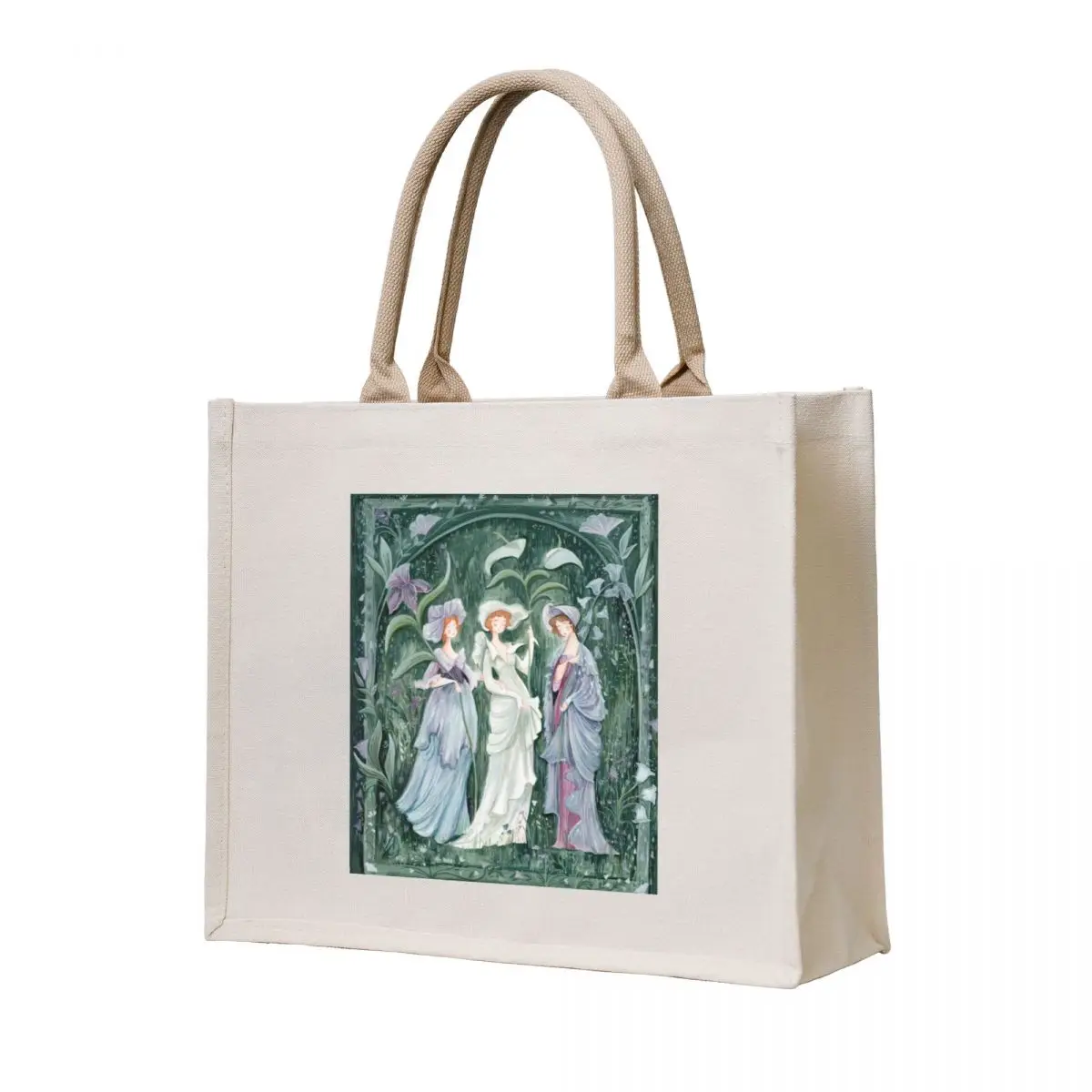 

Flower Court Illustration Tote Bag canvas shopping bag Woman shopper bag Reusable bags