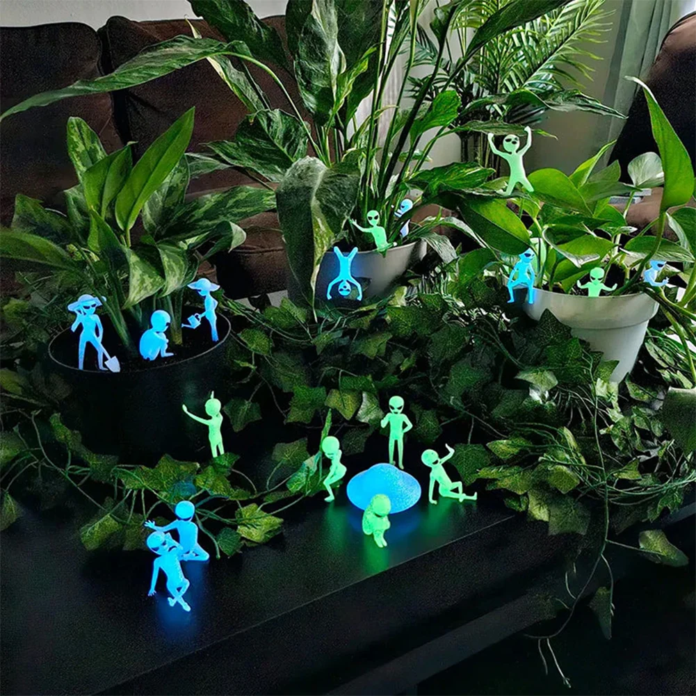 Cute Glowing In The Dark Plant Accessory Alien Planter Stylish Decorative Crafts For Living Rooms Yard Action Figure Home Decor