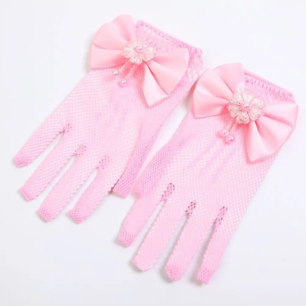 

Useful Short 's Wedding Gloves Bow Knot Thin Lace Mesh Gloves Etiquette Dress Gloves Holiday Princess Birthday Party Gloves