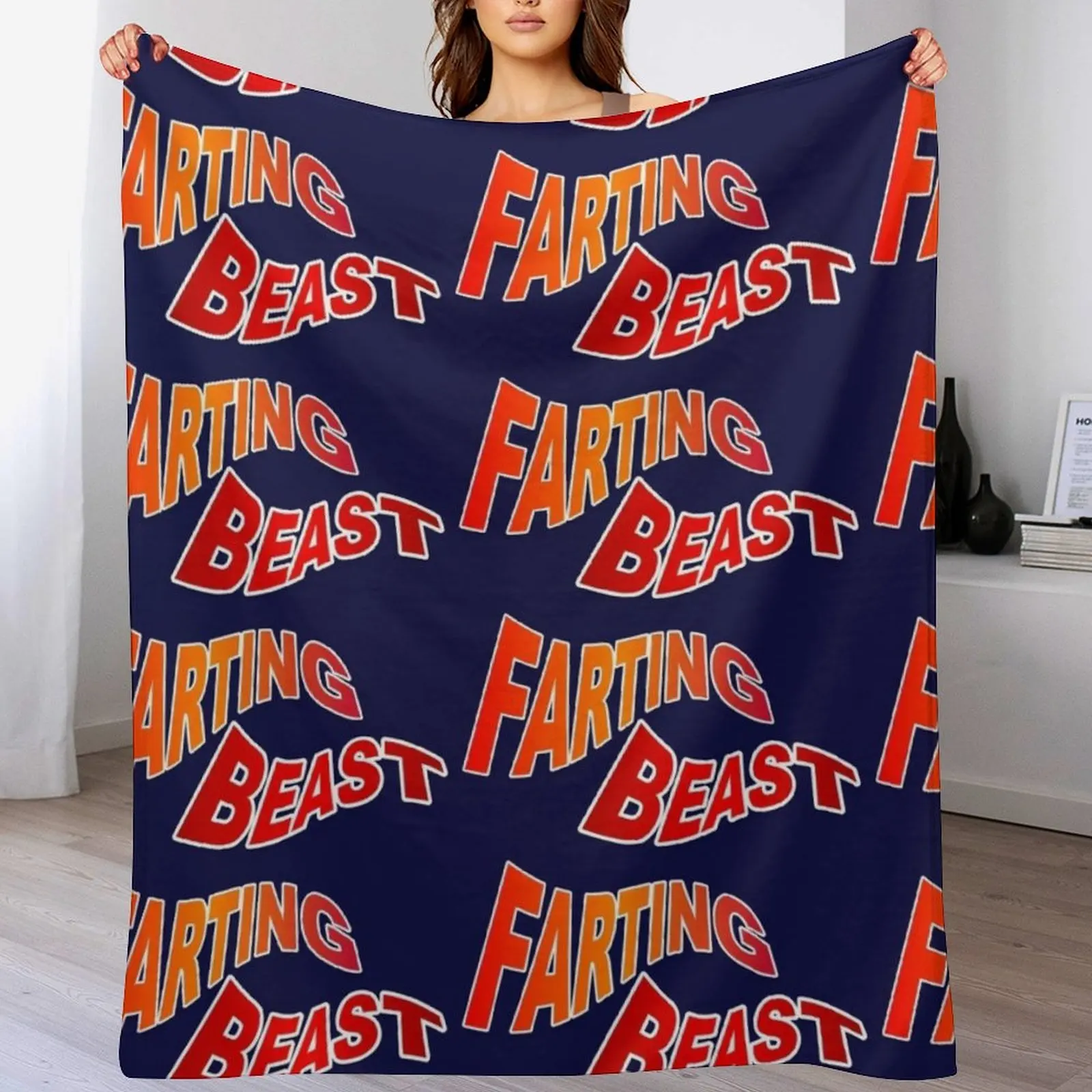 

Farting Beast Throw Blanket manga Nap Flannel Fabric Quilt Blankets
