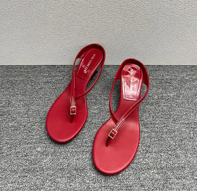 Luxury Designer Wedge Women's Flip Flops Slippers 6cm High Heel Clip Toe Sandals Fashion Buckle Red Chunky Slides шлепки женские
