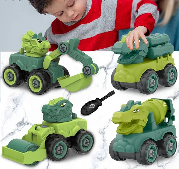 DIY splice toy Children Disassembly Assembly DIY Model Car Toy Dinosaur Engineering Car Excavator Dump Truck Toys Gifts for Kid