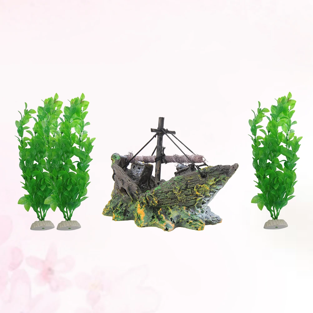 

4 Pcs Aquarium Ornaments Decor Decoration Artificial Grass Colorful Fish Tank Bamboo