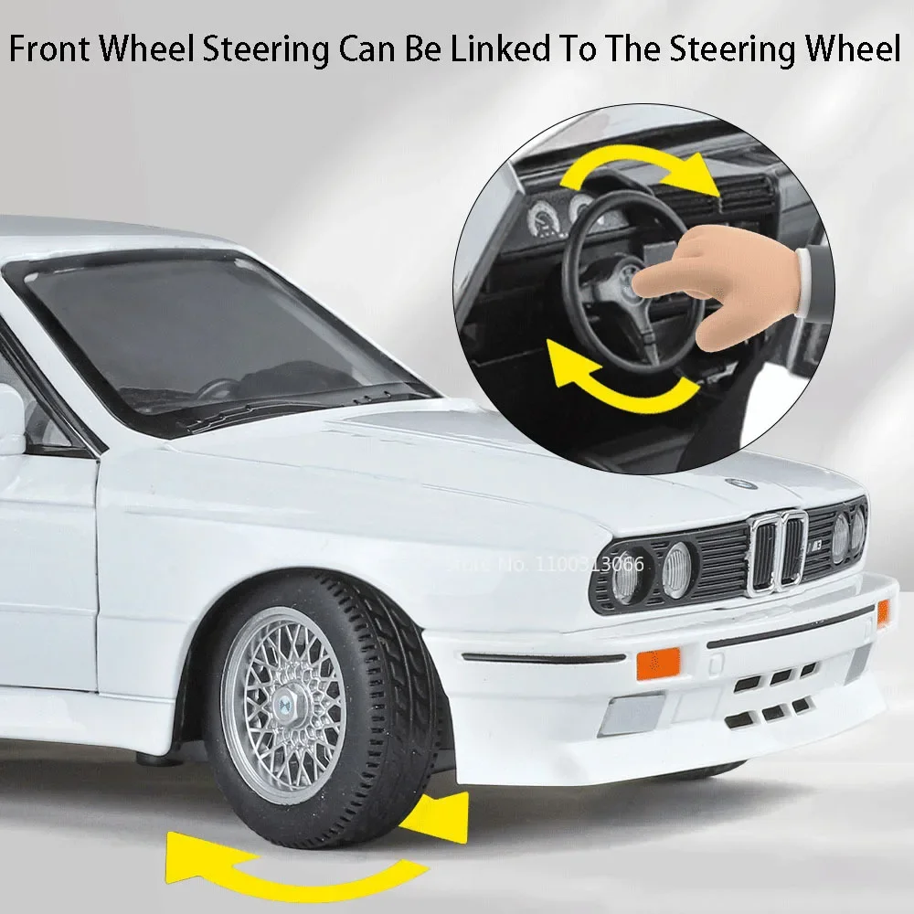 Juguetes grandes M3 de aleación 1:24, modelos en miniatura de coches, neumáticos de goma, vehículos extraíbles con sonido ligero, coche de juguete para niños, regalos de navidad