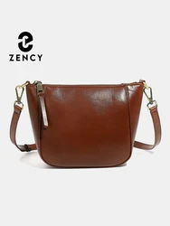 Zency Genuine Leather Small Beige Handbag Crossbody For Ladies Retro Black Phone Purse Women's Shoulder Messenger Bags Sac