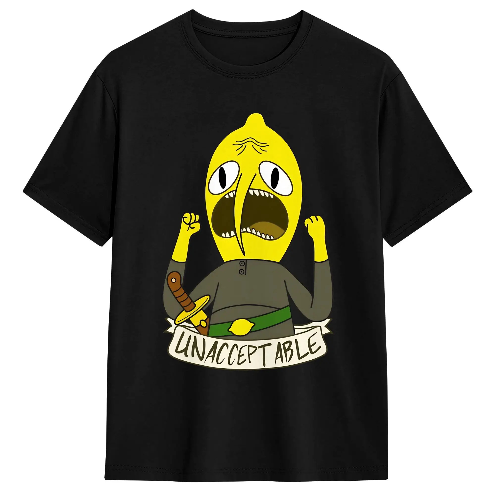Camiseta Cartoon Lemongrab para homens e mulheres, 100% algodão, camiseta divertida, gola redonda, manga curta, roupas plus size