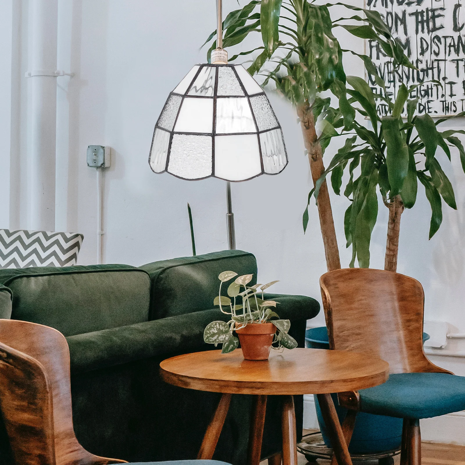 

1 шт., абажур из белого стекла, прочный простой вид, абажур для лампы с подвесным светильником для домашнего декора, теплый свет, атмосферный абажур