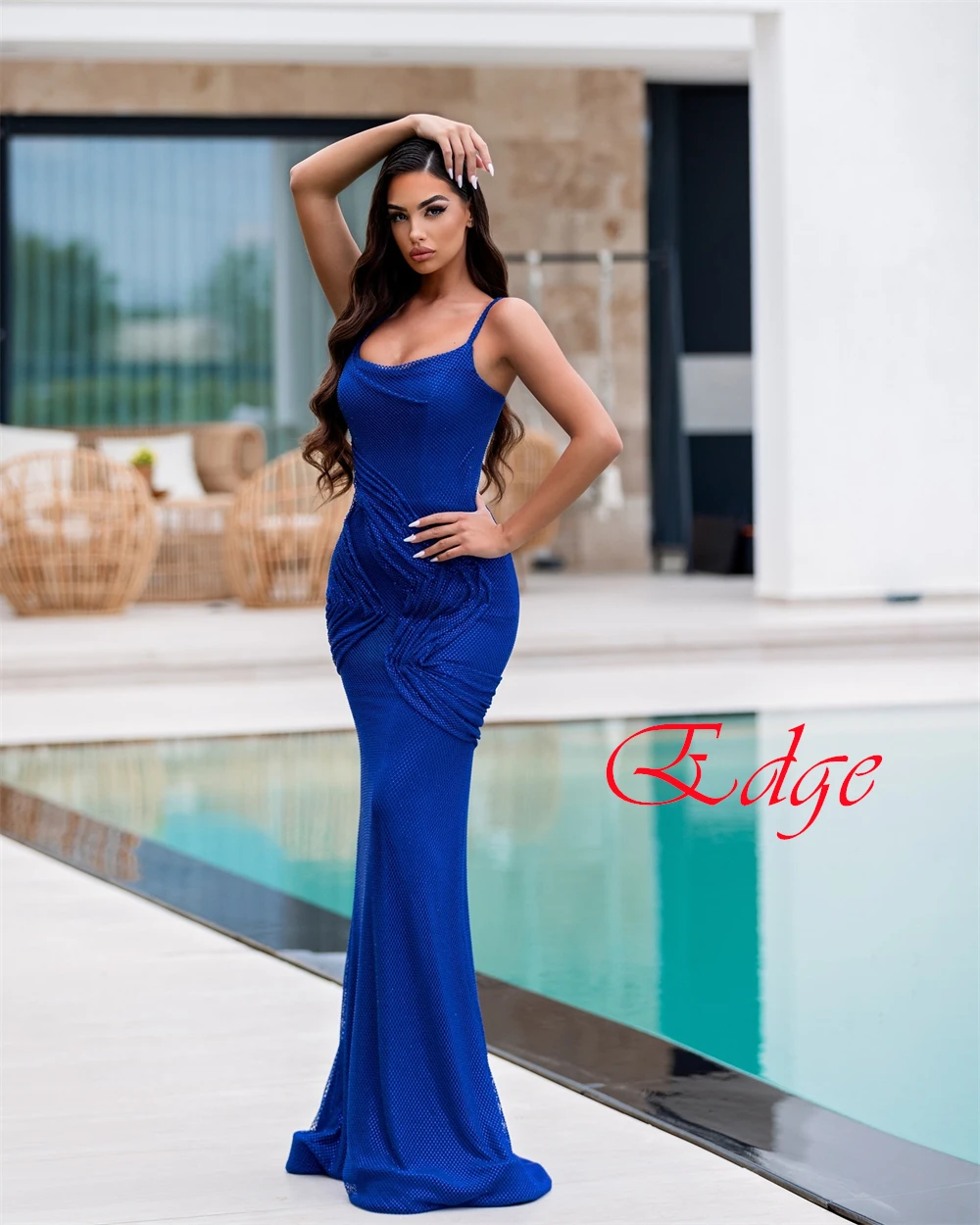 فستان سهرة رائع باللون الأزرق الداكن مخصص وحديث بدون حمالات وأشرطة سباغيتي للحفلات الراقصة حورية البحر فساتين مناسبة خاصة #6