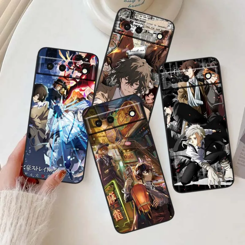 

B-Bungos S-Strays Dogs Anime For Google Pixel 10 9a 9 8A 8 7 7A 6 6A Pro XL 2024 5G Black Soft TPU Silicone Phone Case