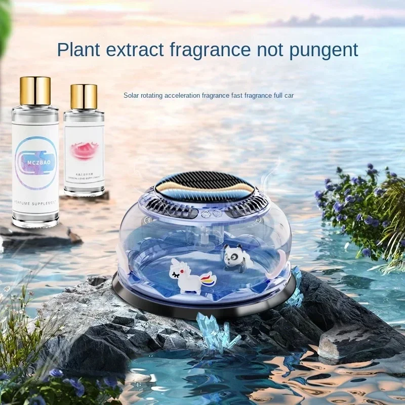 Solar Car Aromatherapy Floating Rotating Perfume Ornaments Air Freshener Essential Oil Diffuser Decoration Accessories Interior