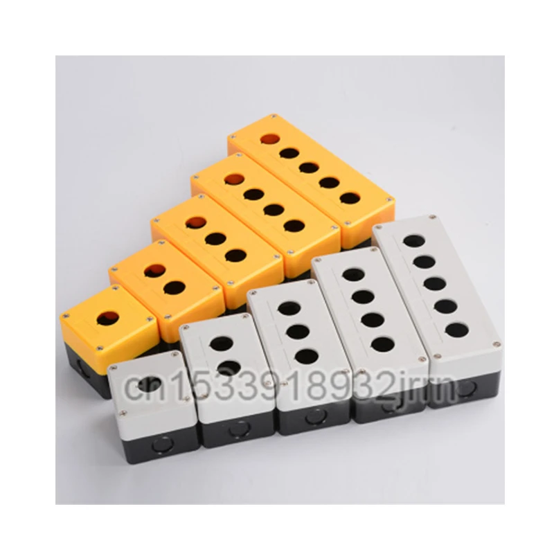 1Pcs 22mm Waterproof Button Switch Control Box 1/2/3/4/5 Hole Industrial Indicator Box White Yellow