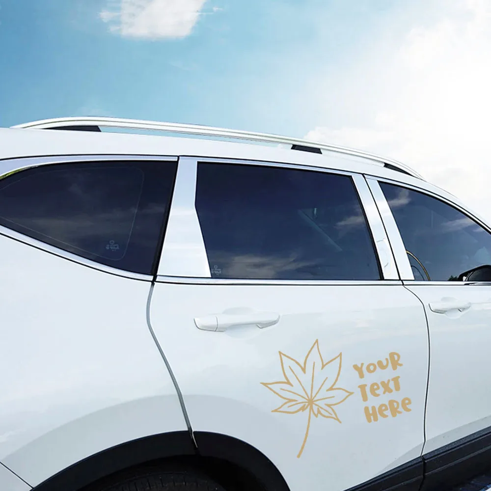1pc Creative Maple leaf Custom Text Car Stickers Stickers Car Vinyl Sticker Auto Laptop Car Door And Stickers Hood view 3