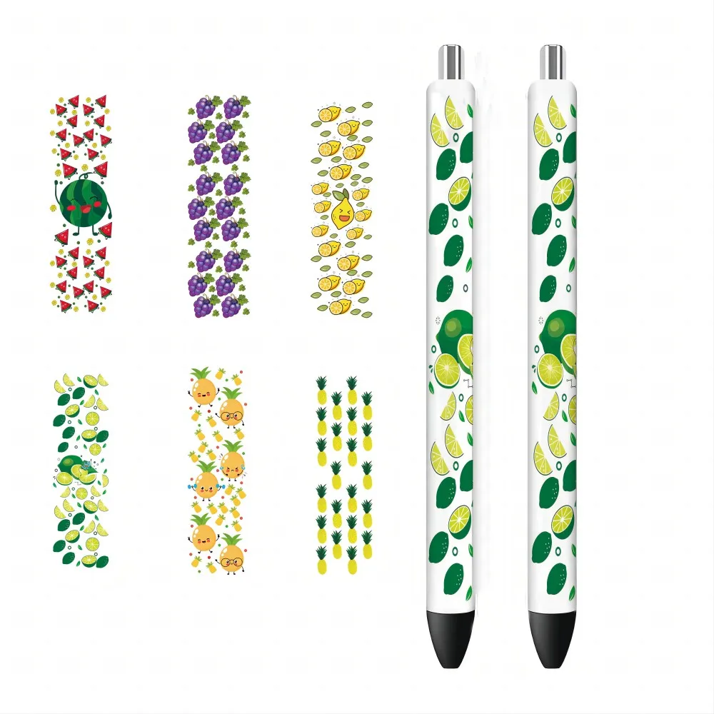 Fruit Pattern UV DTF Pen Wrap Stickers, Waterproof Transfer Stickers, DIY Pen Wraps, Decals, 10 Sheets