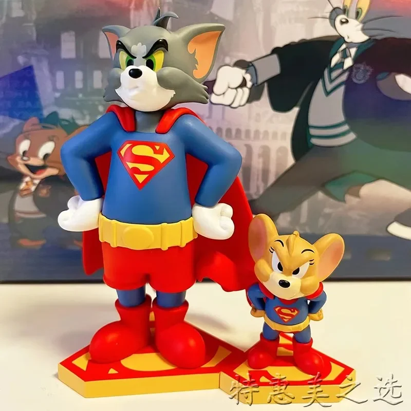 Blind Box-figura de acción de Tom y Jerry de 9cm, Serie de colección de aniversario de Tom y Jerry, figurita Kawaii, juguete Gif