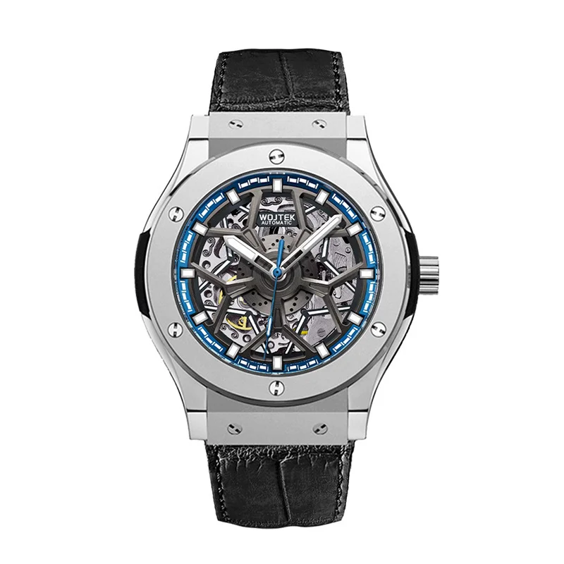

Sports Car Series Automatic Mechanical Watch with Skeletonized Wheel Hub Dial 44mm Diameter 14mm Thickness Luminous 3ATM