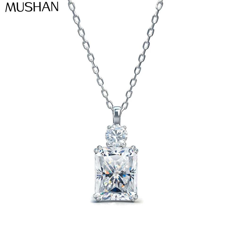 

MUSHAN Luxury Jewelry 925 Sterling Silver Necklace Long Pear Moissanite Wedding Party Her Gold Vermeil MST Patent Rope Chain
