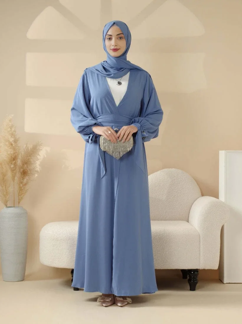 Eid Vrouwen Abaya Moslim Jurk Bandage Lace-up Vest Party Jalabiya Ramadan 2026 Vestidos Largos Arabische Lange Gewaad Marokko kaftan