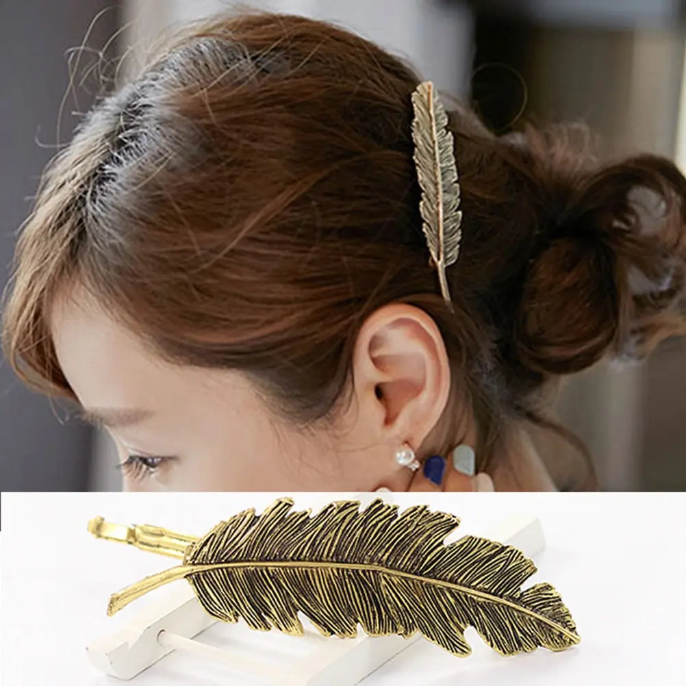 

1 Piece Elegant Leaf Hairpins Bridal Hair Accessories for Women Wedding Party Prom Graduation Daily Wear Gold Ancient Color Claw