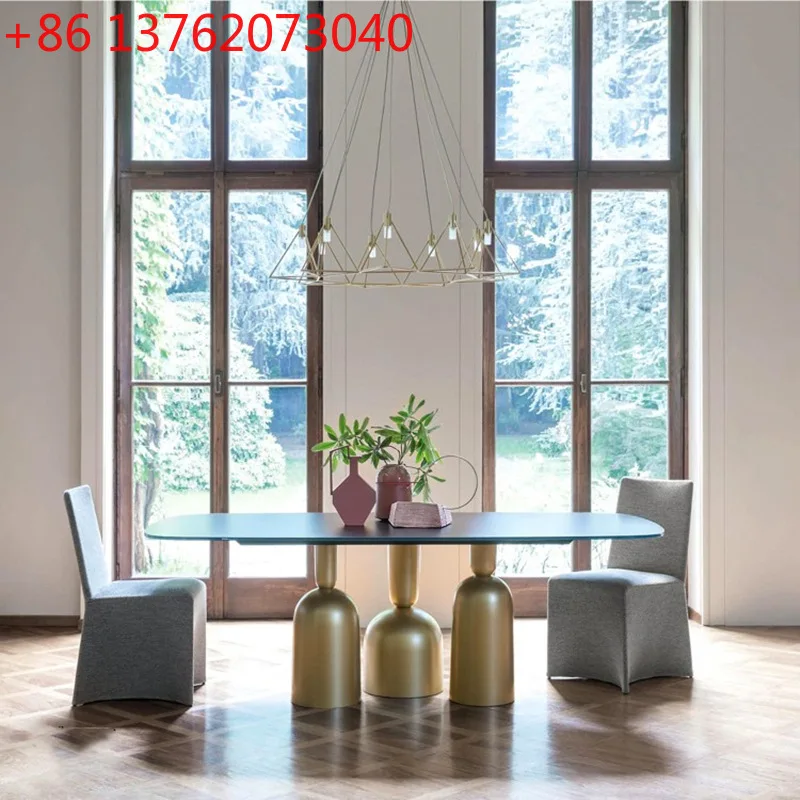 Nordic walnut dining table small apartment rectangular dining table Italian simple home