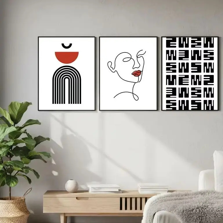 

Abstract Wall Ar Fashion Woman Geometric Line Canvas Painting Modern Minimalist Poster Print for Living Room Bedroom Wall Decor