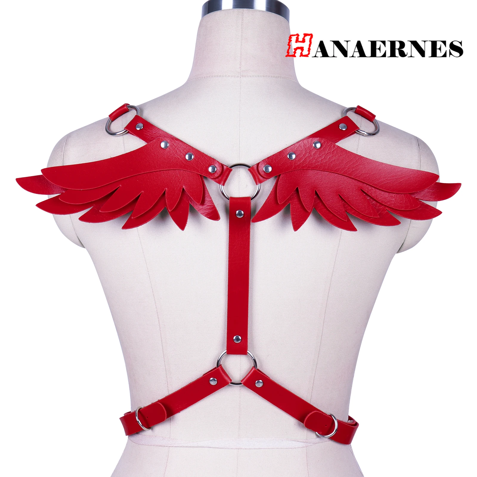 

Angel Wings Harness Women Set Red PU Leather Suspender Gothic Garter Waist Belt Punk Body Bondage Punk Rave Garter Sexy Lingerie