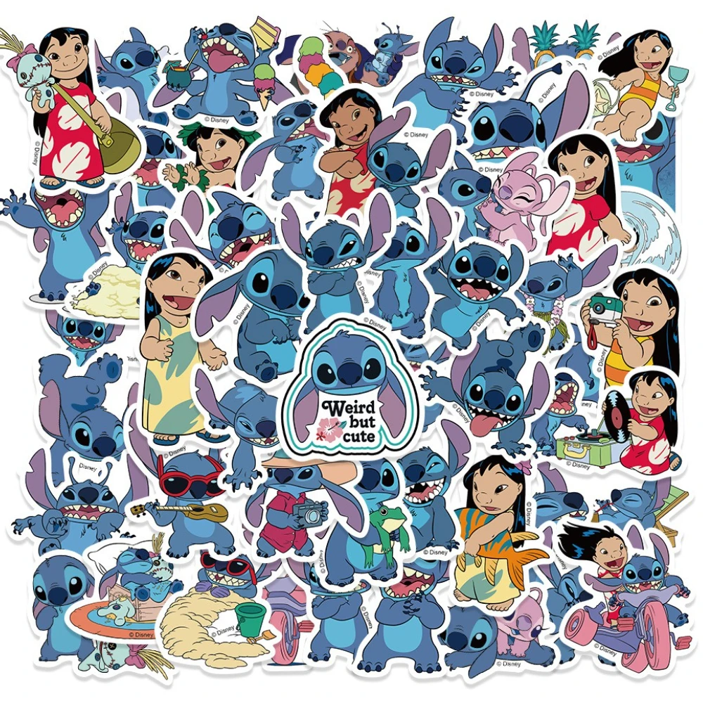 51 قطعة من ملصقات الرسوم المتحركة اللطيفة ليلو وستيتش، ملصقات أنيمي لوح التزلج للكمبيوتر المحمول، حزمة ملصقات فيلم كرتونية كاواي، لعبة أطفال #3