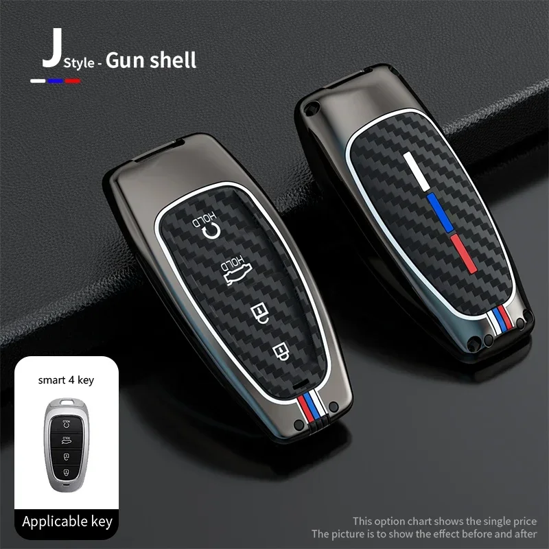 

Zinc Alloy Car Key Case Cover for Hyundai Santa Fe Tucson 2022 NEXO NX4 Atos Prime Solaris 2021 4 5 Button Auto Accessories