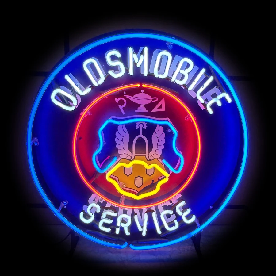 Oldsmobil Gasoline Gas Oil Neon Light Sign Service Lamp With Print Wall Glass Tube Handcraft Iconic Store Display Board