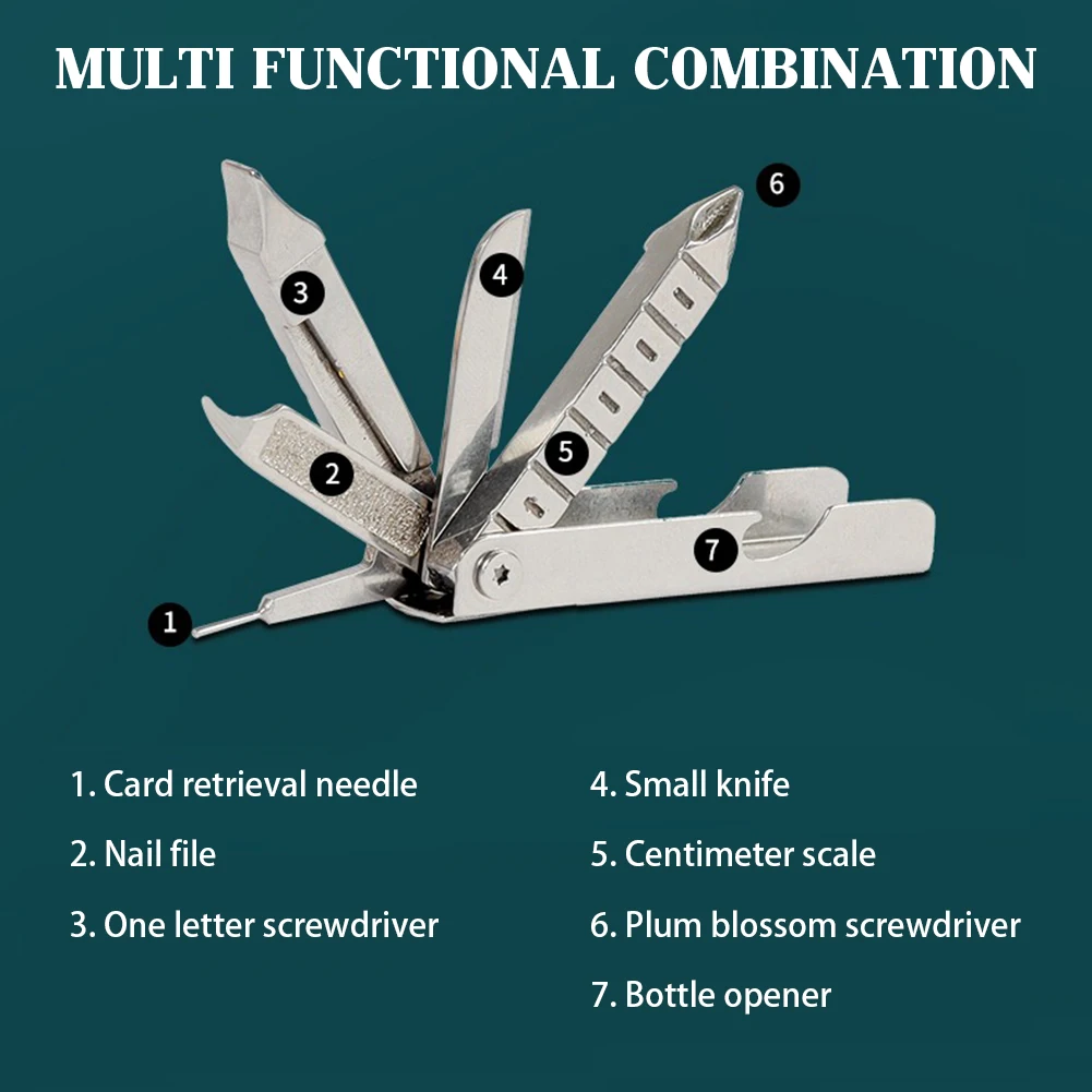 Многофункциональный брелок 7 в 1, компактный многоцелевой инструмент, отличная идея для подарка