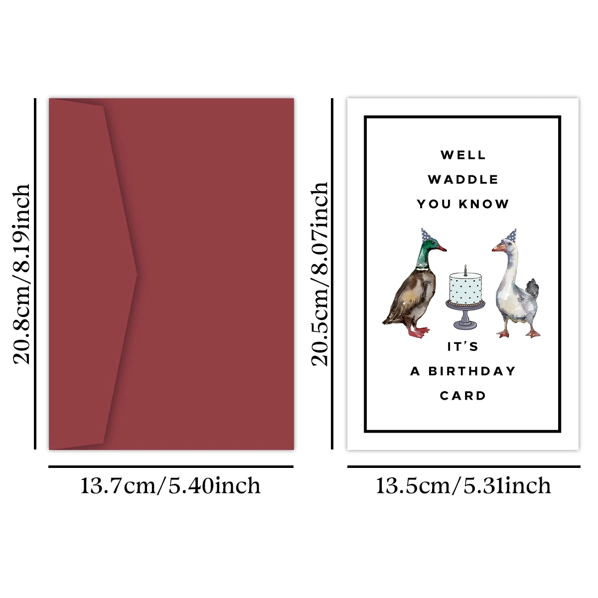 1 Set lustige Enten-Geburtstagskarte für Sie und Ihn, „Well Waddle You Know It's A Birthday“-Karte, „Happy Birthday“-Grußkarte mit Umschlag