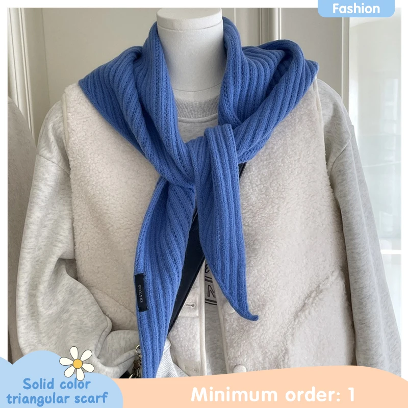 

Autumn and Winter Solid Color Triangle Scarf Shawl for Women Outdoor Cycling Skiing Travel Versatile Fashion Knitted Scarf
