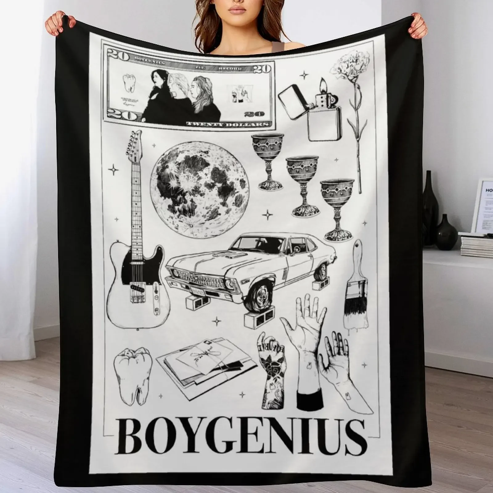 

boygenius illustrations Throw Blanket Blankets Sofas Of Decoration Flannel Fabric Thin Thermal Blankets